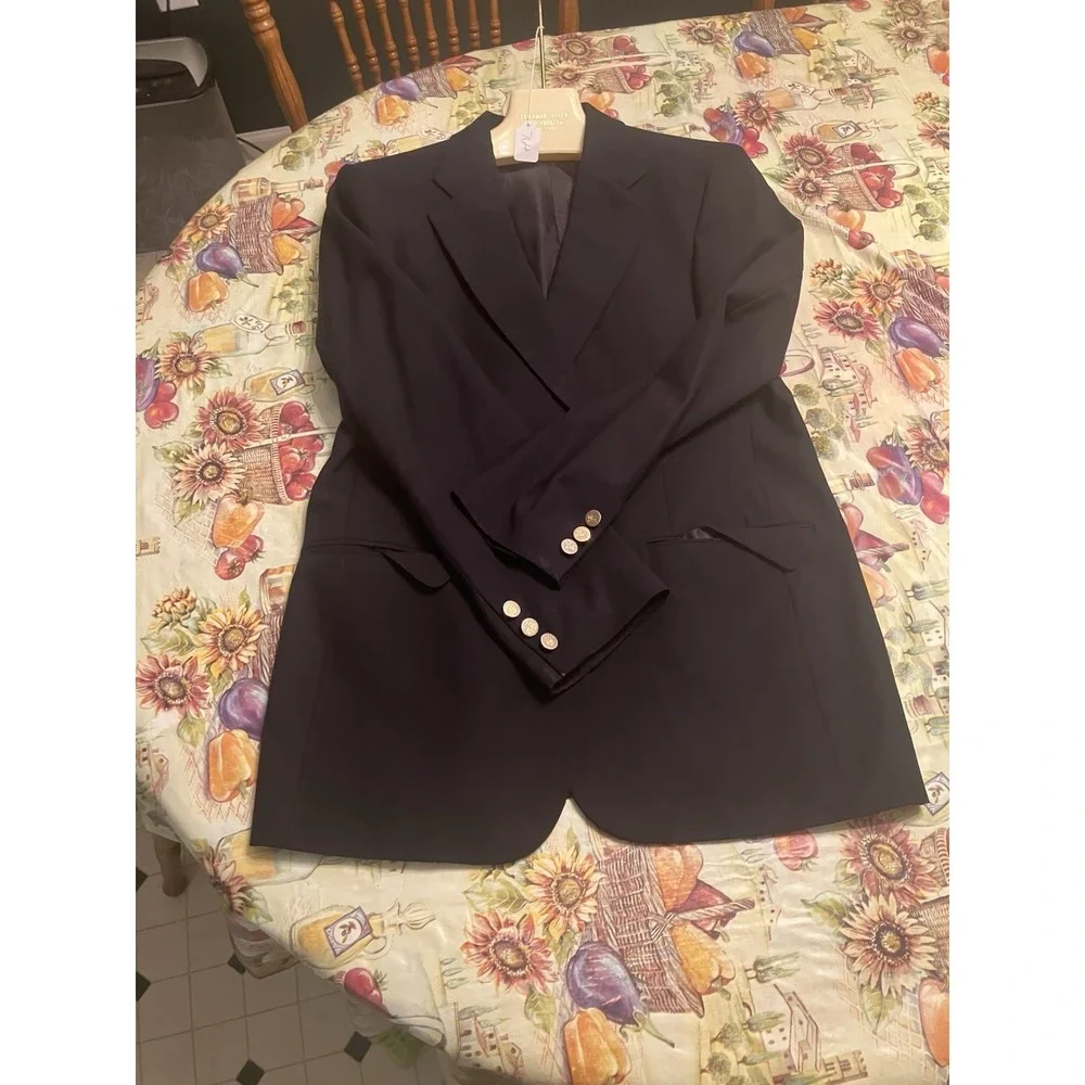 Vintage Burberrys Blazer Mens 42R Navy Blue Wool Sport Coat Jacket Gold Buttons